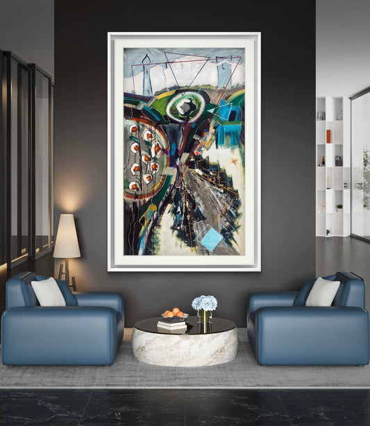 "Mappe" (2023), mix media on canvas - cm 210x120