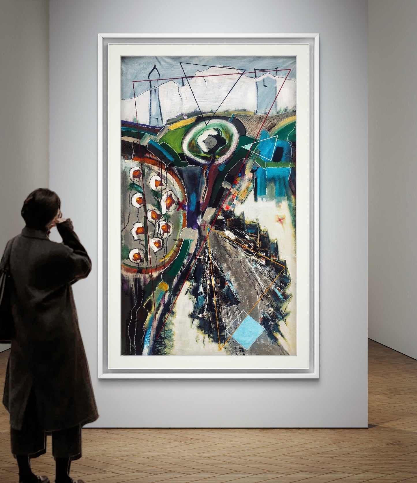 "Mappe" (2023), mix media on canvas - cm 210x120