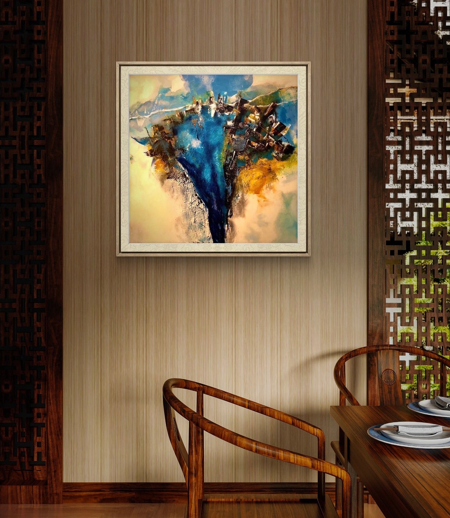 "Pescara del Tronto", acrylic on canvas, cm 50x50 - 2019